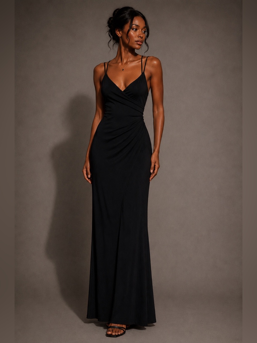 Guess Black Strappy Back Maxi Dress High Slit XS